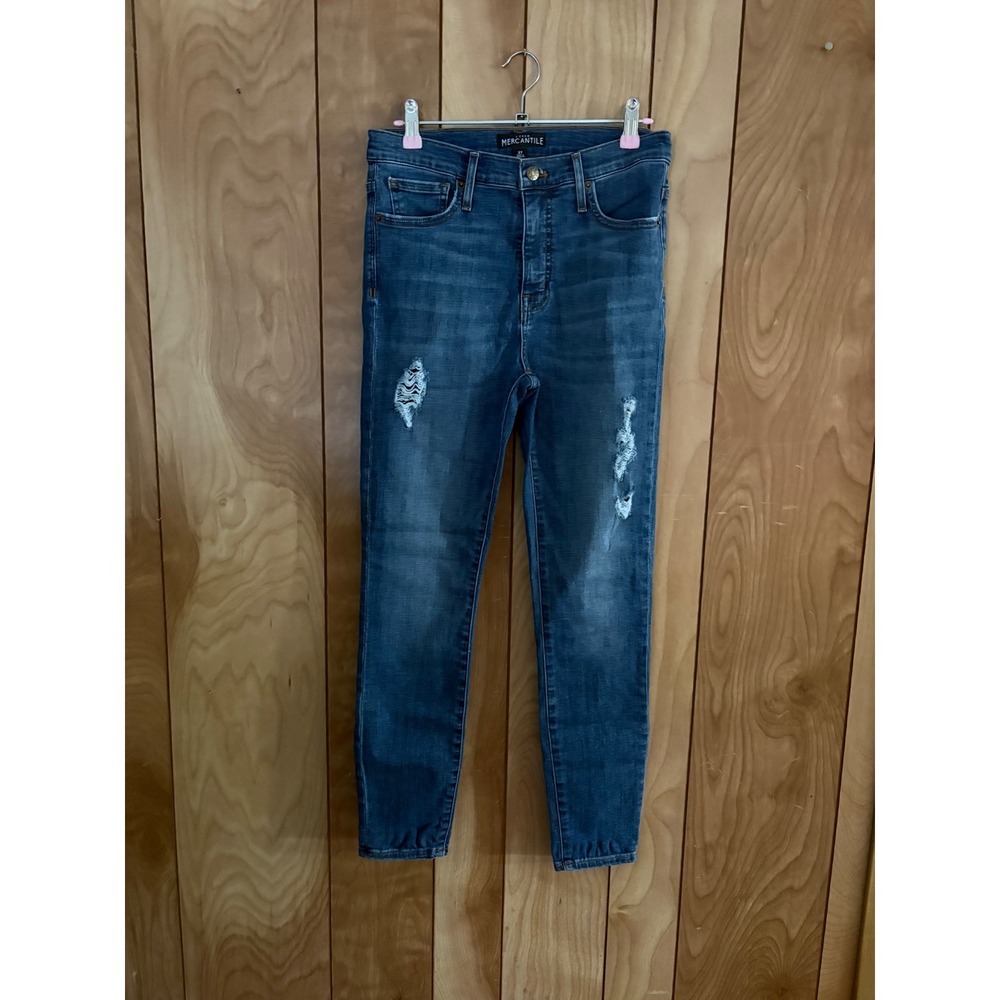 J.Crew Mercantile Womens High Rise Skinny‎ Distressed Jeans Blue Size 27